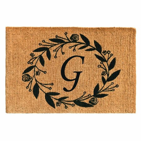 CONFIGURACION 24 x 36 x 1.5 in. Black Rose Rectangular Doormat Natural - Letter G CO2830372